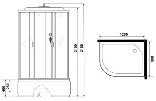 Душевая кабина Niagara NG-2310-14RG с гидромассажем 120x80см серебро/матовое